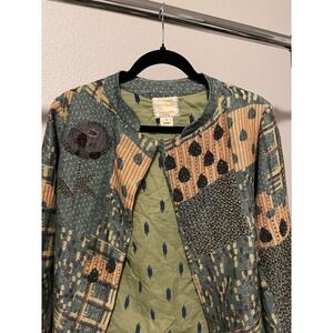 Anita Dongre Grassroot  Geometric Patterned Beaded Jacket‎ Vtg Bohemian Blazer S